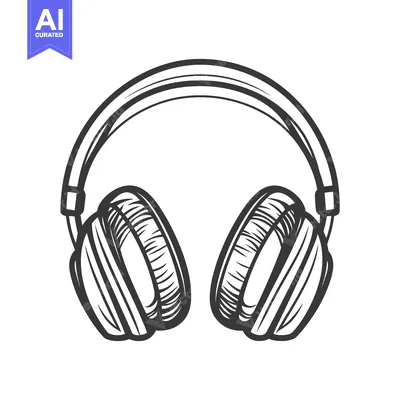 Premium design asset: A detailed illustration depicts a pair of over ear headphones
