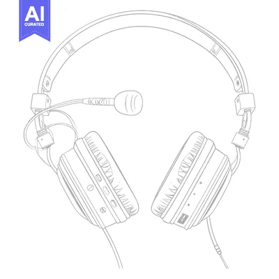 Aset desain premium: Detailed illustration displaying a headset with an attached microphone
