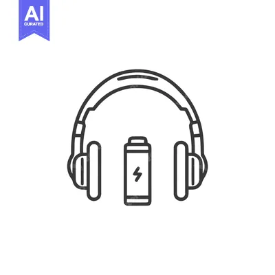 Premium design asset: Minimalist Headphones and Battery Icon: Modern Audio Power Concept