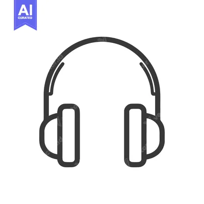 Aset desain premium: Minimalist Headphones Icon: Sleek, Modern Design on White Background