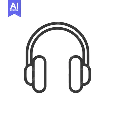Aset premium populer: Minimalist Headphones Icon: Clean Line Art on White Background