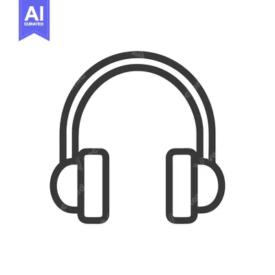 Aset desain premium: Minimalist Headphones Icon: Sleek, Modern Design on White Background