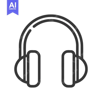 Aset premium populer: Minimalist Headphones Icon: Bold Outline on White Background