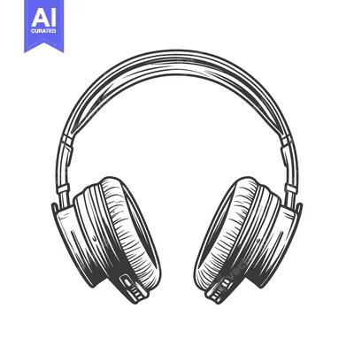 Aset desain premium: The illustrated depiction of stereo headphones is plainly visible