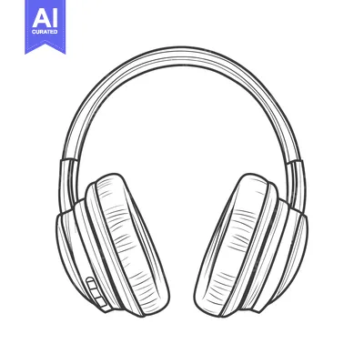 Simple Illustration Depicting Black Outline Over Ear Headphones Centra