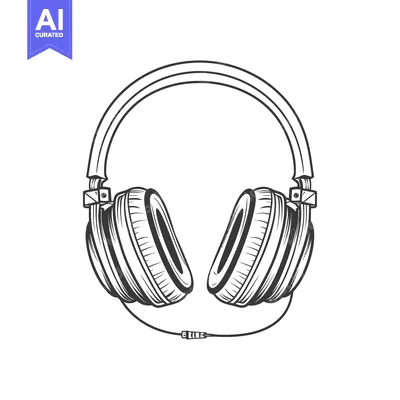 Popular premium asset: Detailed illustration depicts a pair of modern over ear headphones