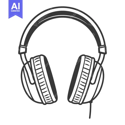 Aset premium populer: Simple monochrome illustration of a pair of over ear headphones