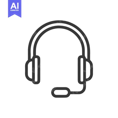 Aset premium populer: Sleek Headset Icon: Modern Communication Symbol in Bold Outline Style