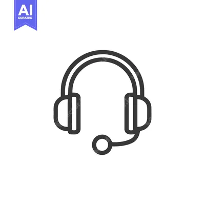 Aset desain premium: Minimalist Headset Icon: Customer Service Communication Tool, Black Ou