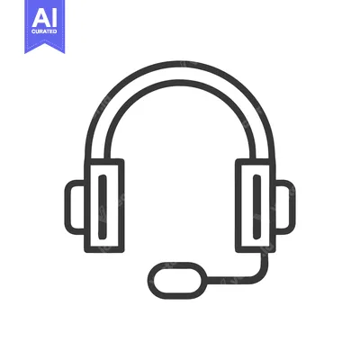 Aset premium populer: Minimalist Headset Icon: Customer Service Communication Tool, Black Ou