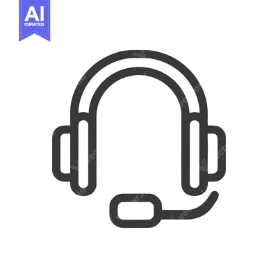 Aset desain premium: Sleek Headset Icon: Modern Communication Symbol in Bold Outline Style