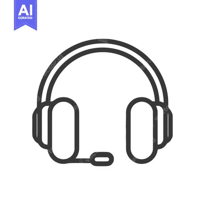 Aset desain premium: Minimalist Headset Icon: Bold Outline, Customer Service Symbol, Isolat