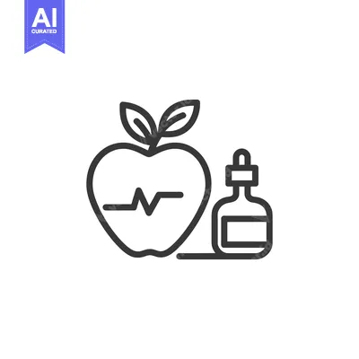 Aset premium populer: Healthy Heart: Apple with Heartbeat and Medicine Bottle Icon Illustrat