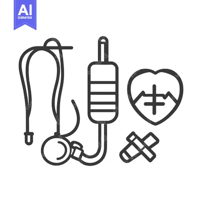 Medical and healthcare related icons and illustrations in the drawing
