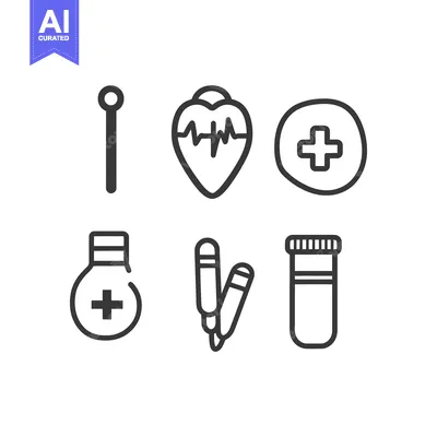 Aset desain premium: Simple monochrome icons representing different medical and health conc