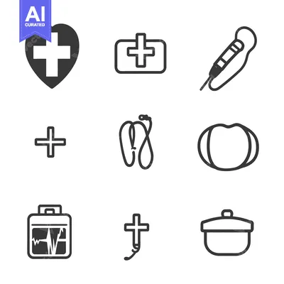 Popular premium asset: Simple vector graphic icons representing medicine and healthcare equip