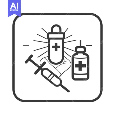 Medical treatment represented by syringe vials and protective illustra