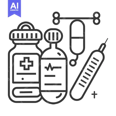 Simple medical equipment and instruments displayed in an illustration