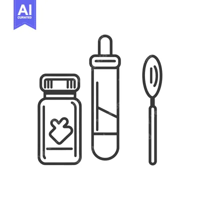 Popular premium asset: Graphic illustration depicting medication containers and a measuring s