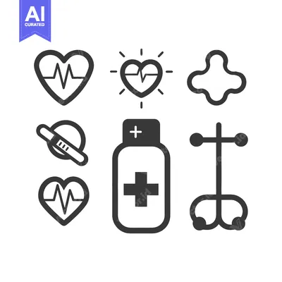 Aset premium populer: Graphic representations of medical symbols and healthcare related item