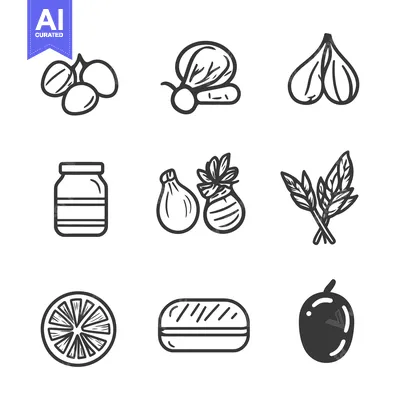 A simple illustration of different foods with various shapes
