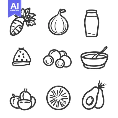 Aset premium populer: Illustration of various vegetables and fruits in a simple style