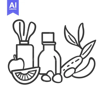 Aset premium populer: Outline Illustration Featuring Various Essential Oil Fragrance Compone