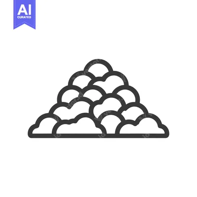 Aset premium populer: Stylized Cloud Formation Icon, Dark Outline on White Background, Weath