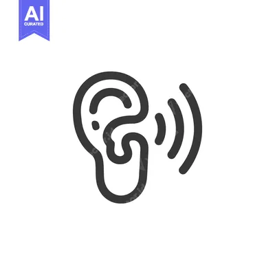Premium design asset: Minimalist Ear Icon with Sound Waves, Hearing Concept Design