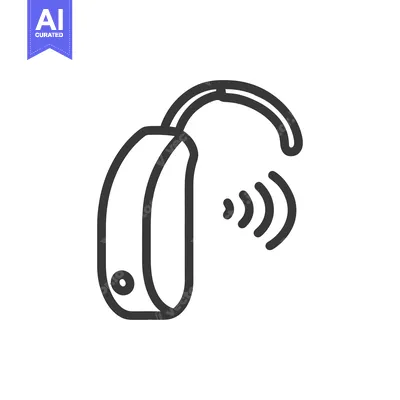 Hearing Aid Icon with Sound Waves, Medical Device Illustration