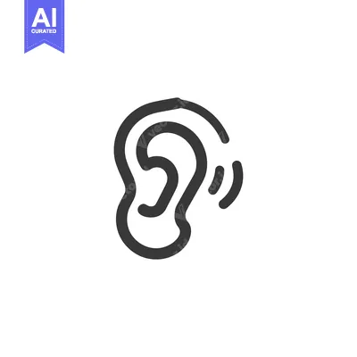 Aset premium populer: Stylized Ear Icon with Sound Waves, Hearing Concept