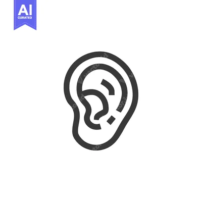Aset premium populer: Minimalist Ear Icon: Bold Outline, Anatomical Detail, Clean Design