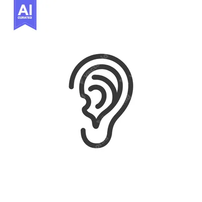 Minimalist Ear Icon: Anatomy, Hearing, and Medical Symbolism
