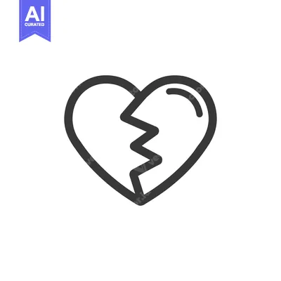 Aset desain premium: Broken Heart Icon: Minimalist Symbol of Heartbreak and Loss