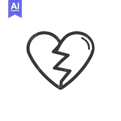 Aset premium populer: Minimalist Broken Heart Icon: Symbol of Loss, Grief, and Emotional Pai