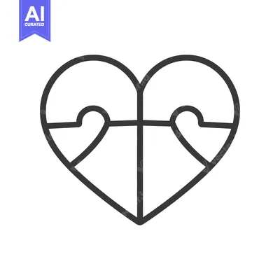 Aset premium populer: A black and white geometric outline design of a heart symbol