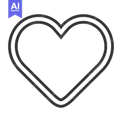 Premium design asset: A double outlined heart shape icon against a white background