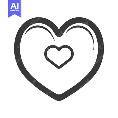 An outlined heart shape containing a smaller heart symbol inside