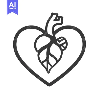 Aset desain premium: A stylized illustration of a heart with leaflike elements inside