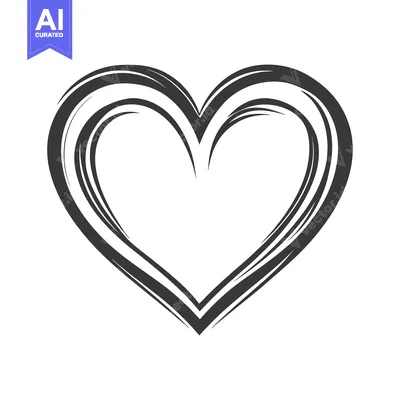 Aset desain premium: A Simple Outline Illustrating Three Hearts With Brushstroke Textures