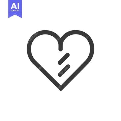 Aset desain premium: Minimalist Heart Icon with Interior Lines on White Background