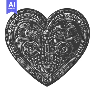 Aset premium populer: Heart Shaped Design with Two Faces and Peace Symbol at the Bottom