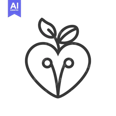 Aset premium populer: Heart-shaped fruit with leaves and stem
