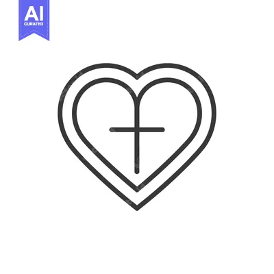 Aset desain premium: Heart-shaped outline with a cross inside