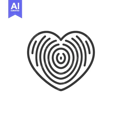 Aset premium populer: Heart-shaped outline with concentric circles