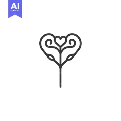 Aset desain premium: Heart-shaped plant with intricate detailing