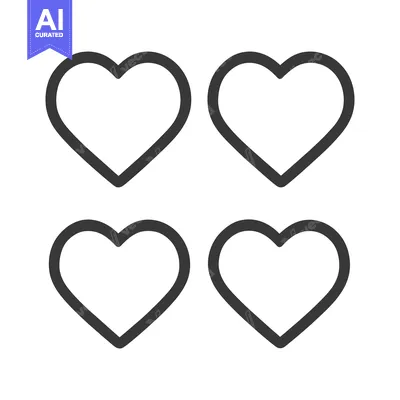 Aset premium populer: Four black outline heart shapes aligned on a white background