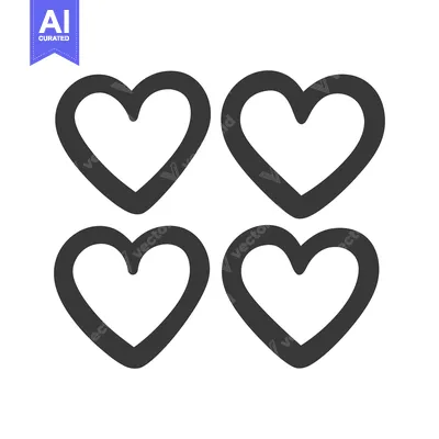 Aset desain premium: Four simple heart icons are arranged in a square formation