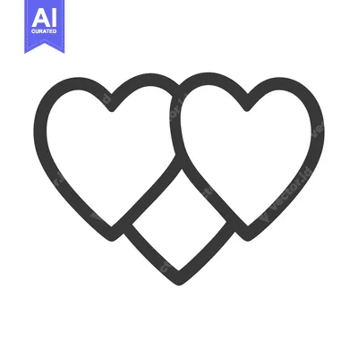 Aset desain premium: Two connected hearts with a square geometric shape