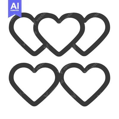 Aset desain premium: A simple illustration featuring seven interconnected heart shaped icon